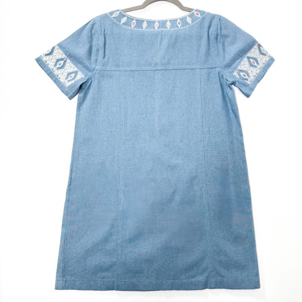 EUC Brass & Roe Chambray Embroidered Aztec Mini Dress β Size S β Retail $60 π΅β¨ - Picture 10 of 11